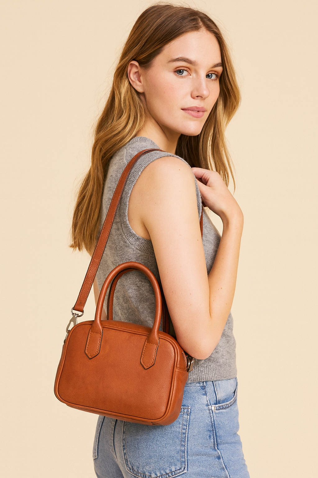 Bernsteinfarbene Mini-Tasche