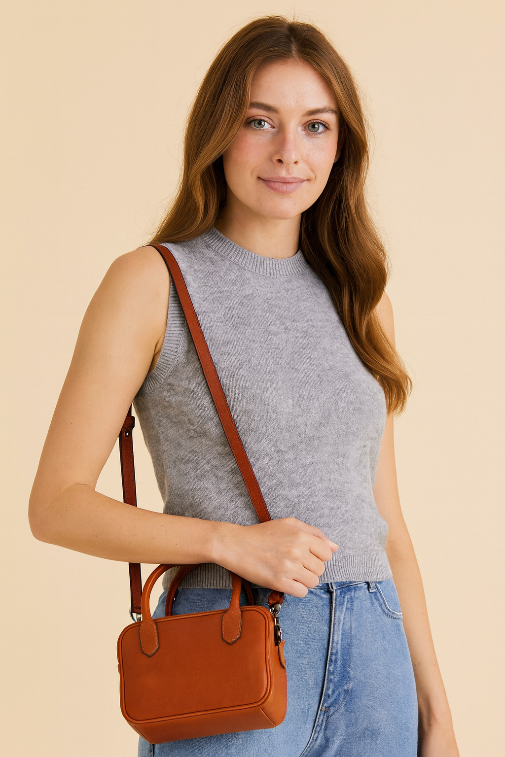 Bernsteinfarbene Mini-Tasche