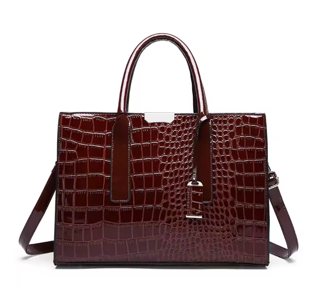 New York Tragetasche mit Kroko-Print