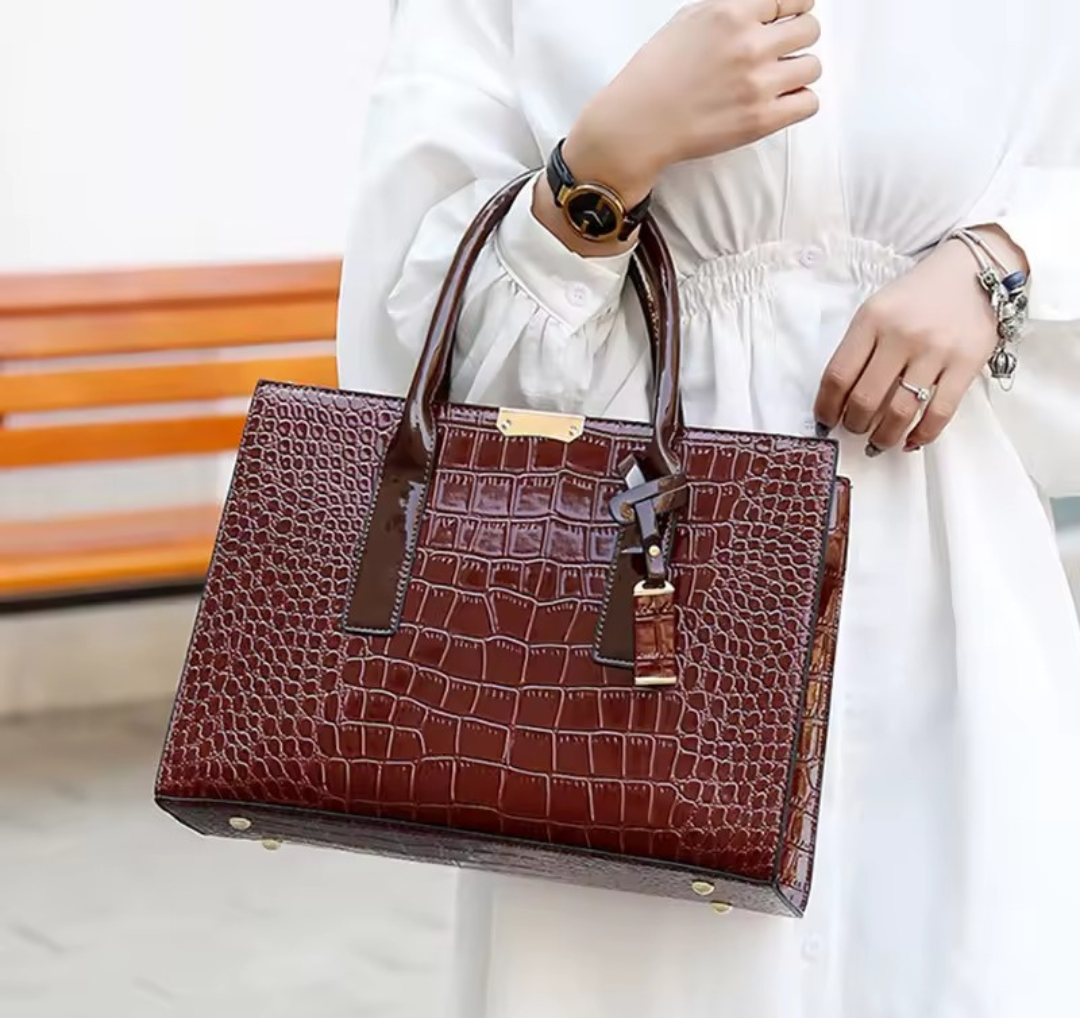 New York Tragetasche mit Kroko-Print