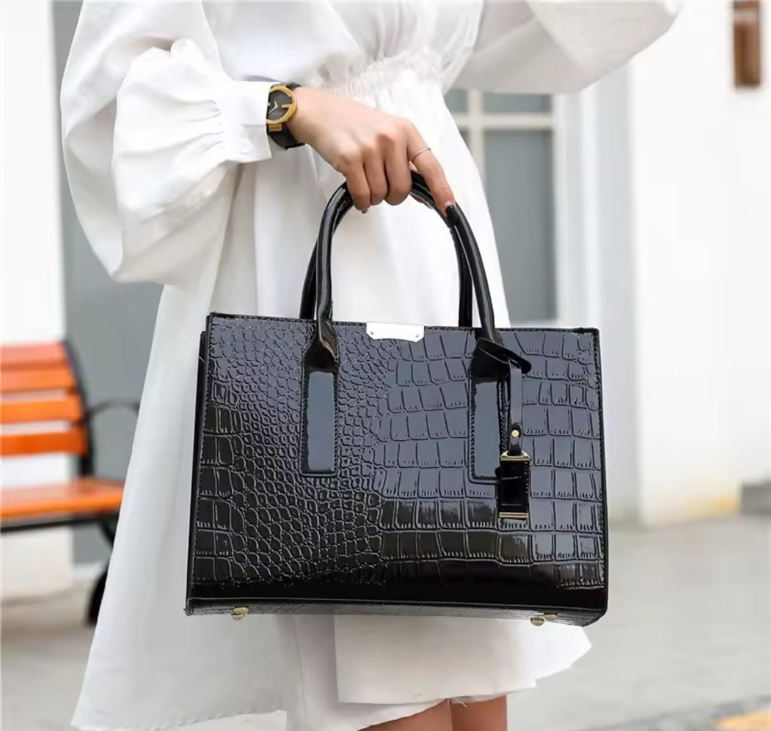 New York Tragetasche mit Kroko-Print