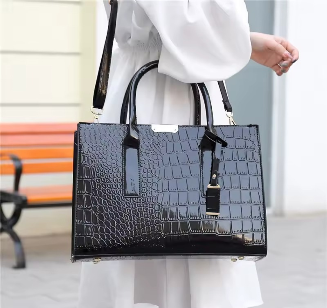New York Tragetasche mit Kroko-Print