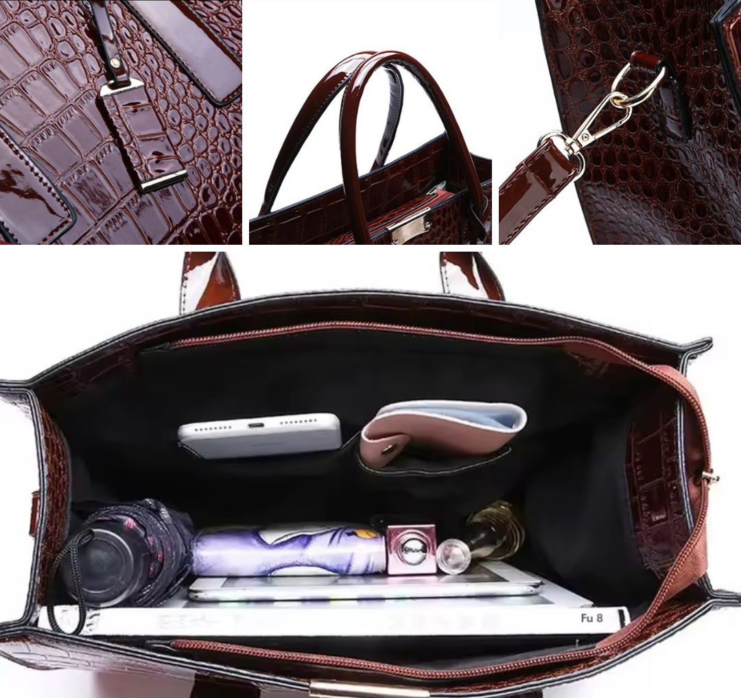 New York Tragetasche mit Kroko-Print