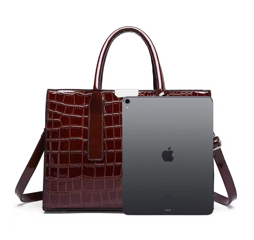 New York Tragetasche mit Kroko-Print
