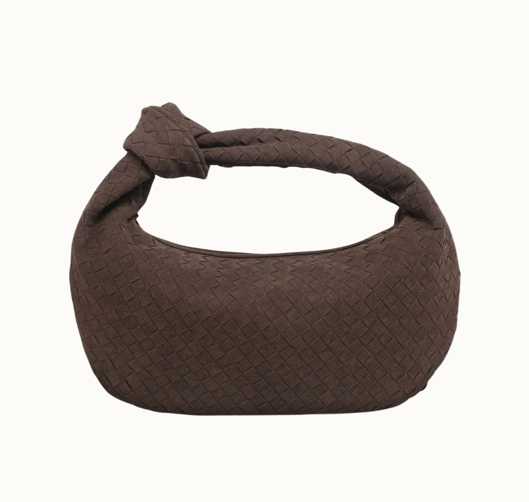 Schultertasche aus geknotetem Wildleder