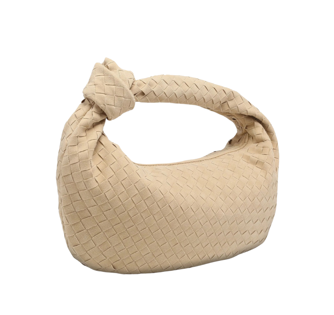 Schultertasche aus geknotetem Wildleder