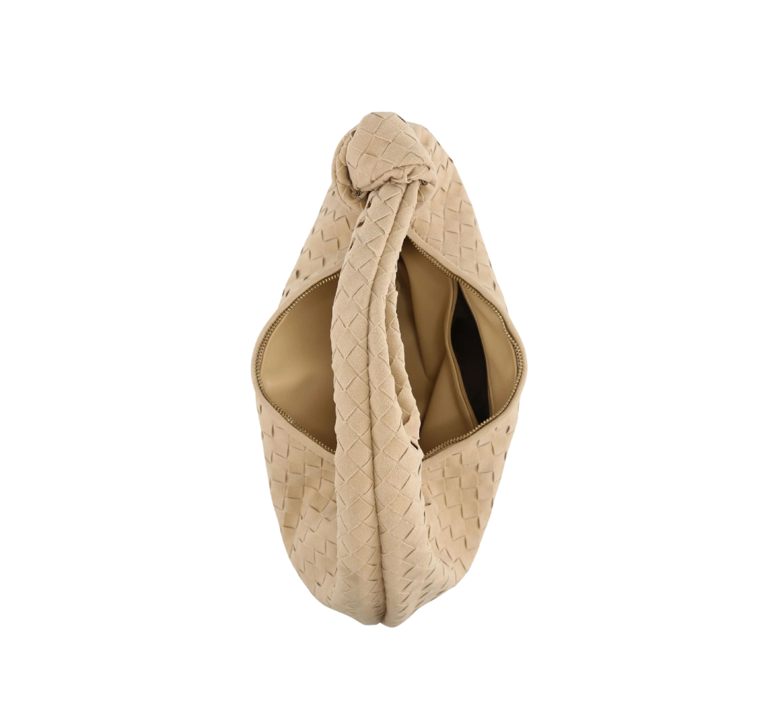 Schultertasche aus geknotetem Wildleder