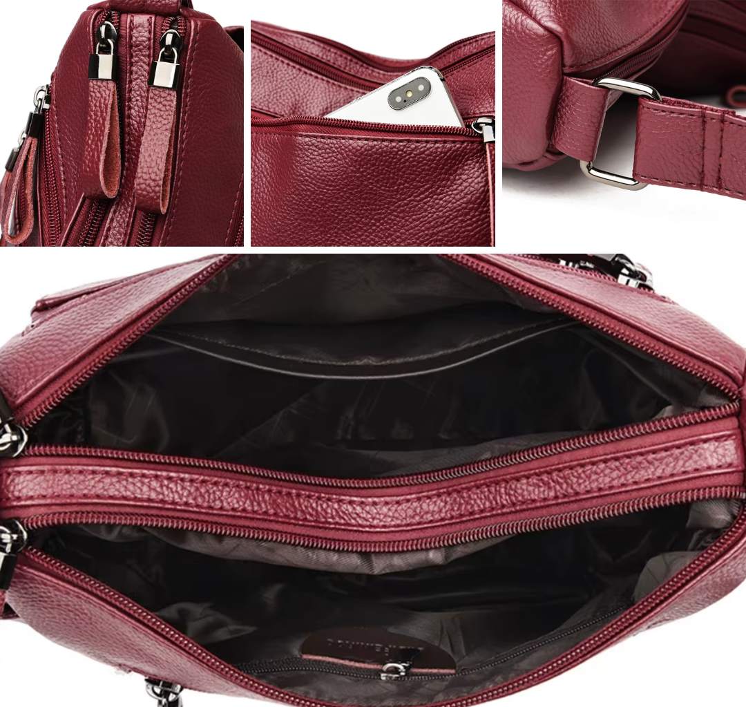 Weiche Schultertasche mit Reißverschluss